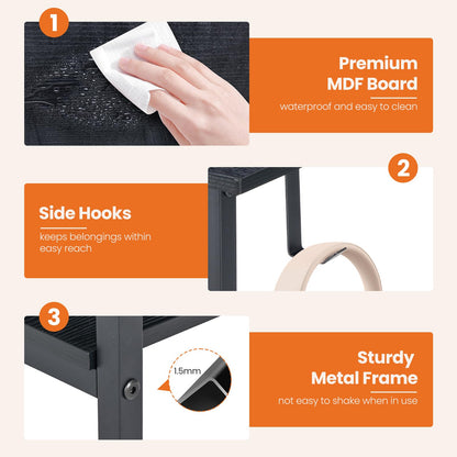 Sweetcrispy 47 Inch Computer Desk with Drawers for Home Office Writing Desk X Shaped Reinforcement Wood Surface Adjustable Position Modern Study Work Side Hook Metal Frame Storage Station Rust
