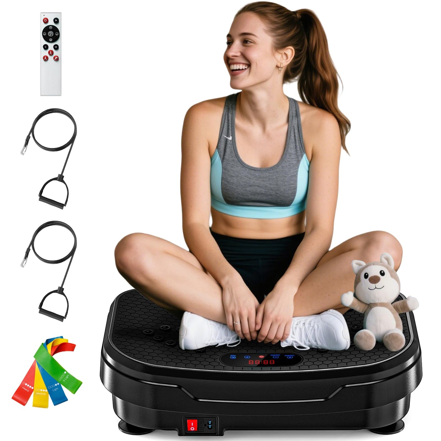 Vibration Plate Exercise Machine for Lymphatic Drainage, Full Body Shake Platform Board for Home Fitness, Fat Burning, 5 Program Modes and 99 Speed Levels