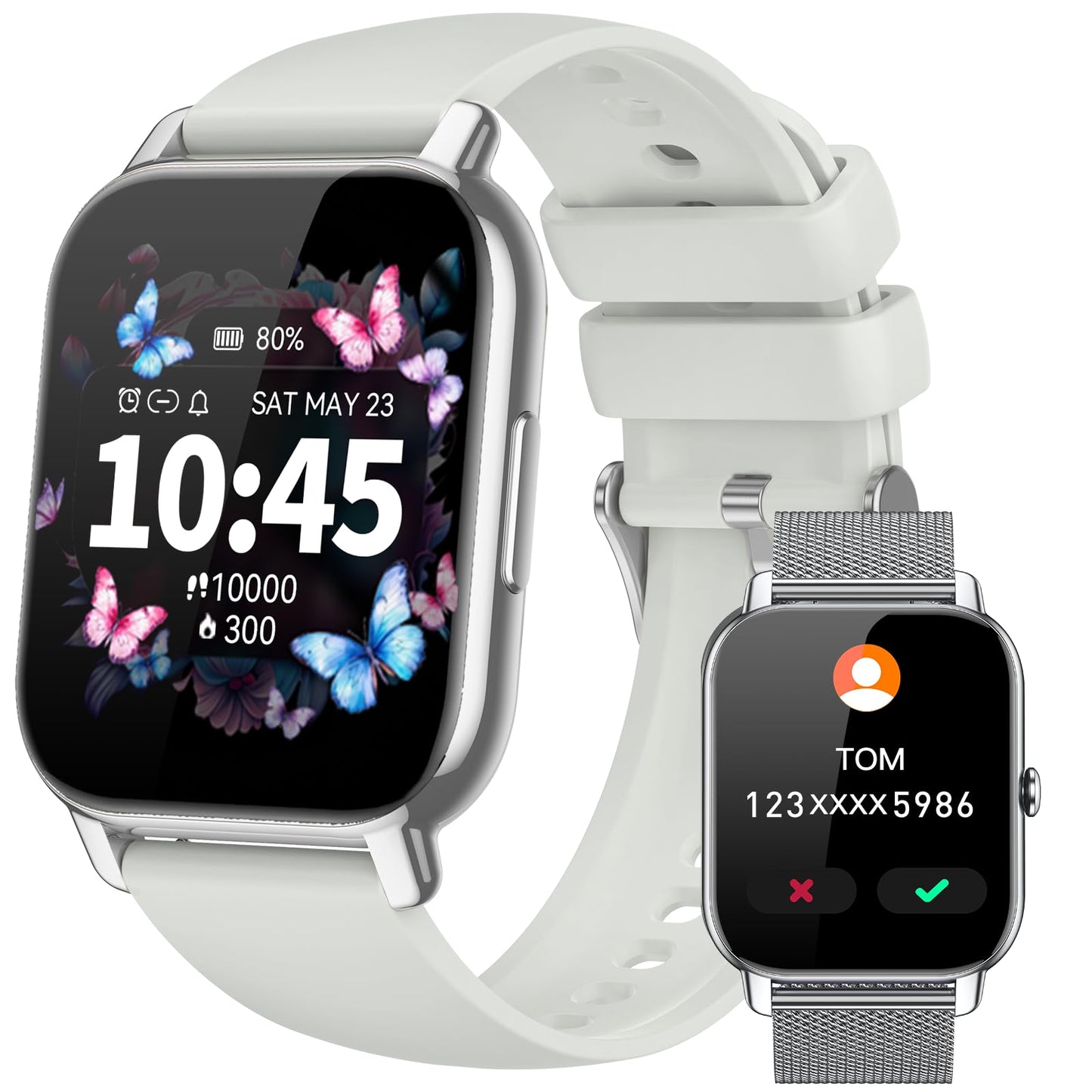 Smart Watches for Men Women, Fitness Tracker with Activity Counter/Sleep Monitor, IP68 Waterproof Smart Watch for Android iPhone iOS Compatible (Jet Black, 1.83)