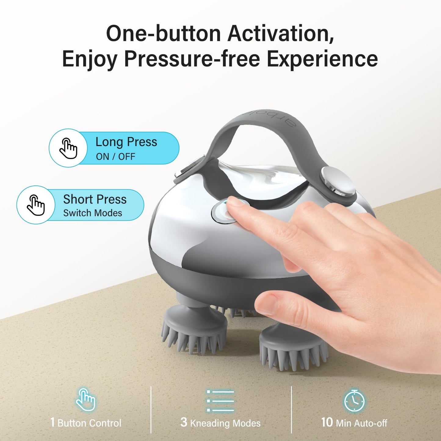 arboleaf Electric Scalp Massager Head Massager Scalp Stress Relax, 5 in 1 Kneading 128 Massage Nodes, Waterproof Hair Massage with 8 Removable Claws Cat Scratcher, Gift for Dad Mom