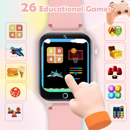 Luyiilo Smart Watch for Kids, with 26 Puzzle Games, Touch Screen, HD Camera, Alarm Clock, Toys for Ages 4-12 Years Old.Birthday Gift for Boys Girls (Blue)