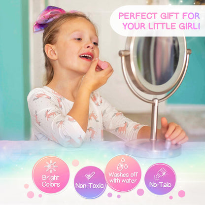 Kids Real Makeup Kit with Pink Unicorn Purse, Non Toxic Washable Make Up Set - Unicorn Toys for Girls Age 4-6, 5 Year Old Girl Birthday Gift Ideas, Toddler Little Girl Gifts 3 4 5 6 7 8 9 10 Years Old