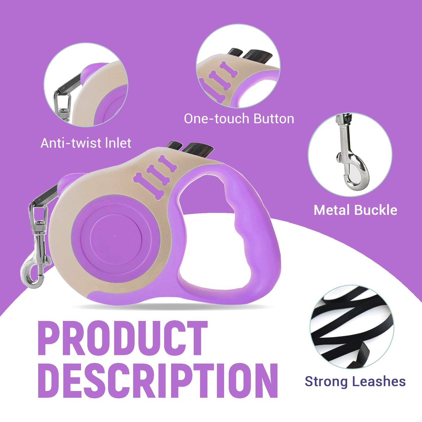 Retractable Dog Leash Automatic Telescopic Tractor Dog Tape, Pet Tape 10/16 FT Durable and Convenient, with Non-Slip Handle, Suitable for Small and Medium-Sized Dogs