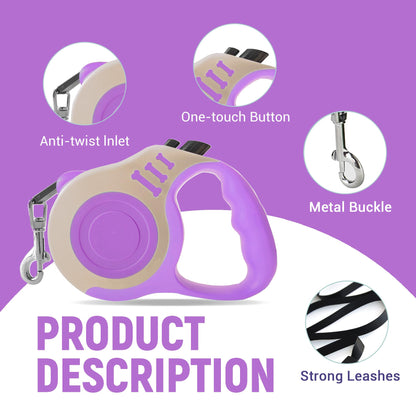 Retractable Dog Leash Automatic Telescopic Tractor Dog Tape, Pet Tape 10/16 FT Durable and Convenient, with Non-Slip Handle, Suitable for Small and Medium-Sized Dogs