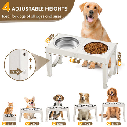 XIAZ Elevated Dog Bowls Large Breed Raised Dogs Bowl Stand Large/Medium Sized Dog Stainless Steel Food Water Bowl Stands 5 Heights Adjustable 9/11/12/14in Black Pet Feeder Dish Station