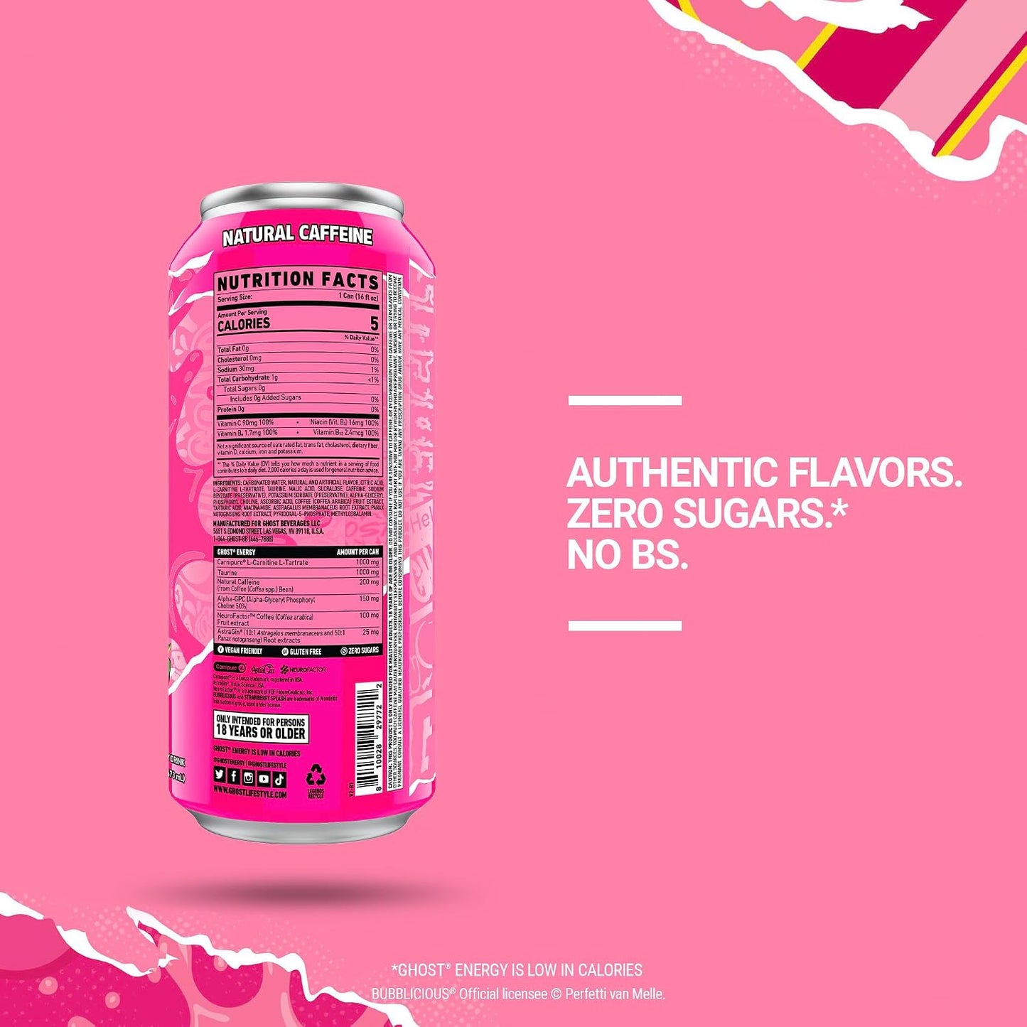 GHOST Energy Drink, Zero Sugars, 12-Pack, Cherry Limeade, 16oz | Energy & Focus Pre Workout Drink, No Artificial Colors, Gluten-Free, Vegan - 200MG Natural Caffeine, L-Carnitine, Taurine