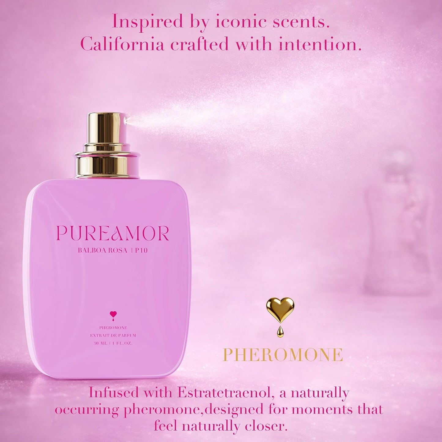 Pheromone Perfume for Women, Amber Noir Extrait de Parfum - Long Lasting Vanilla Amber Scent, 30% High Concentration, Full Size Fragrance Spray, 1.0 oz / 30 ml