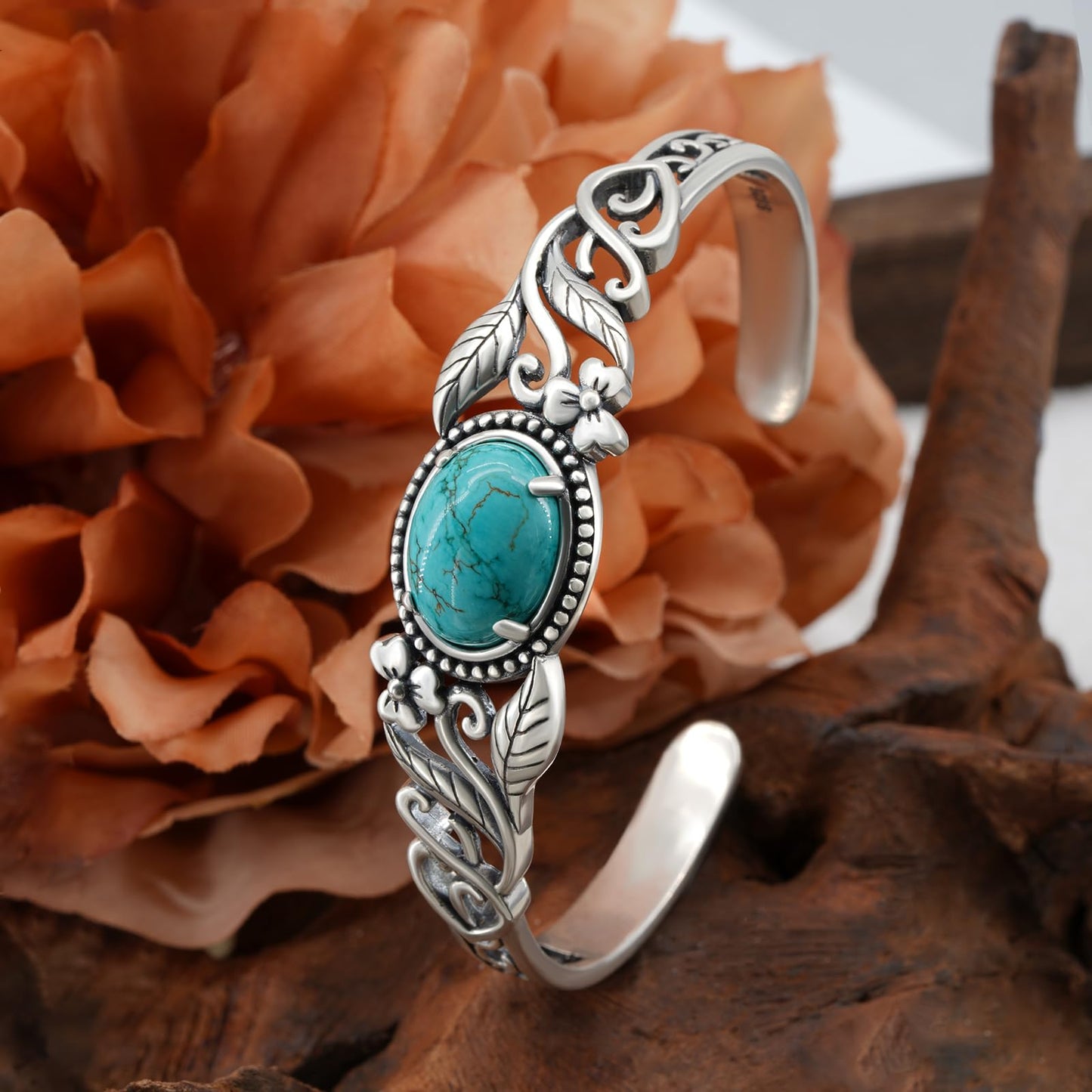 Genuine Turquoise Bracelet for Women 925 Sterling Silver Real Turquoise Cuff Bracelet Vintage Western Jewelry for Women