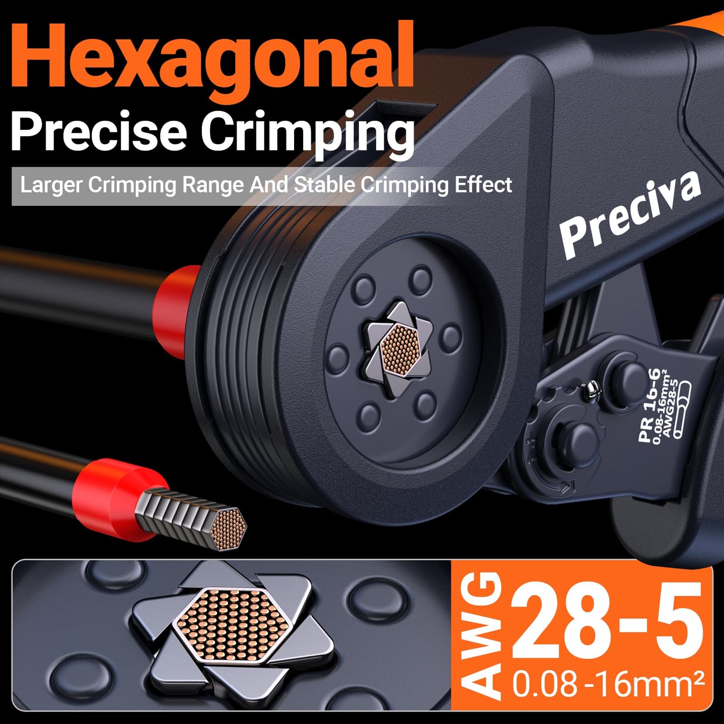 Preciva Ferrule Crimping Tool Kit - AWG 28-5 Hexagonal Ferrule Crimper with Automatic Wire Stripper and 1375Pcs Single/Twin Ferrule Connectors, Self-Adjustable Ratchet Ferrule Terminals Crimping Tool