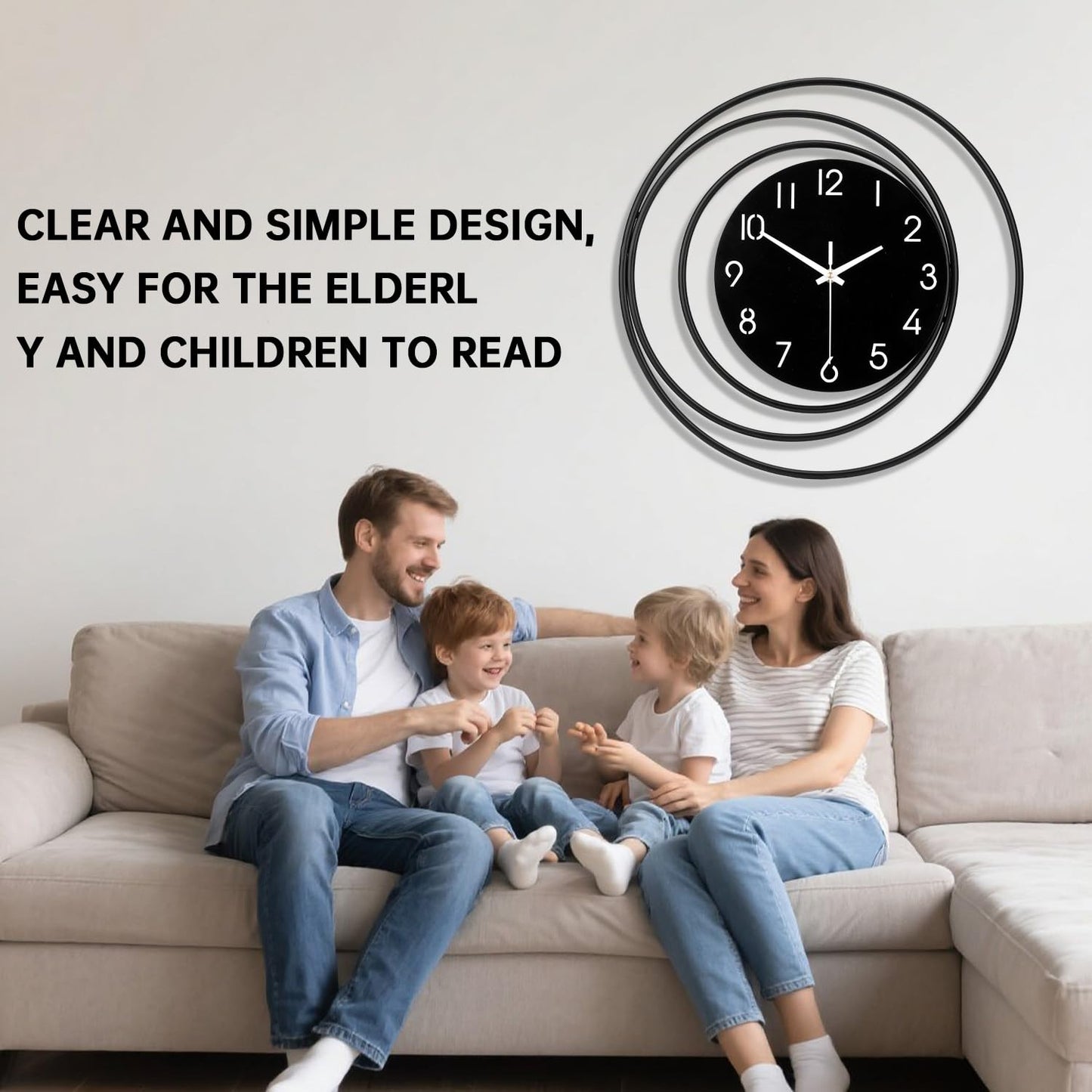Dankeit Decorative Wall Clock,Silent Non-Ticking Quality Quartz Movement Battery Operated,Large Wall Clocks for Living Room Kitchen Home Bathroom Bedroom Wall Decor,16x16inch,White
