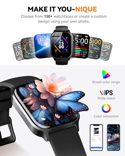 Smart Watches for Women Men, Fitness Tracker Watch with 110 Sports Modes, Step Counter/Sleep Monitor/Pedometer, IP68 Waterproof, Bluetooth Call & Music Control Smartwatch for iPhone/Android,Starlight