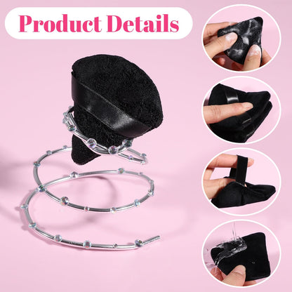 Pimoys 6 Pieces Powder Puff, Face Makeup Sponge Soft Velour Triangle Powder Puffs Beauty Sponge for Loose Powder (Black, Pink)