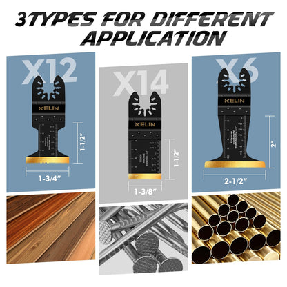 KELIN 6PCS Oscillating Multi Tool Hook Knife Blades, Multitool Saw Blades for Soft Materials Like Roofing Shingles, Carpet, Cardboard & PVC Flooring, Universal Interface
