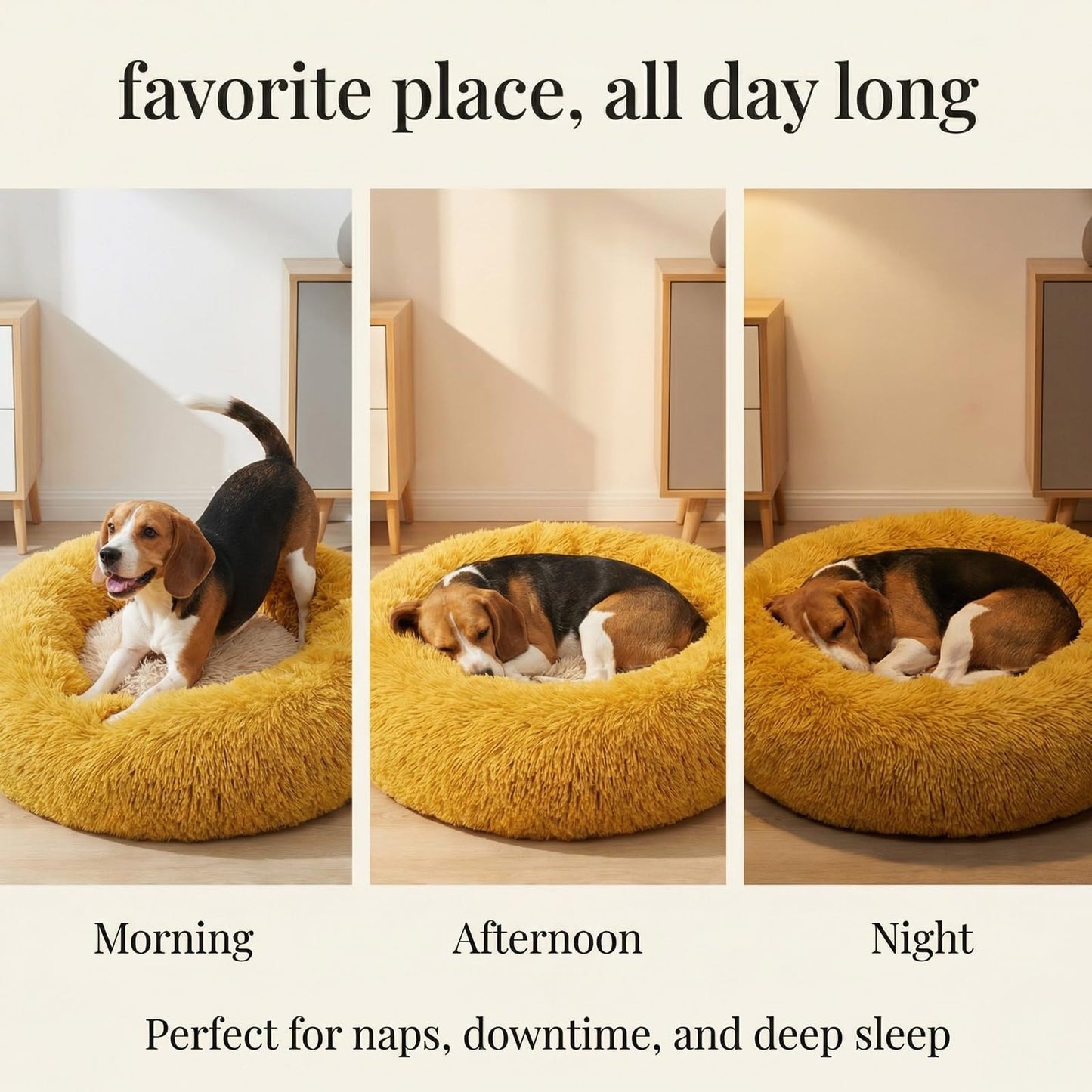 Small Calming Dogs Bed for Small Dogs Anti-Anxiety Machine Washable Fluffy Luxury Anti-Slip Waterproof Mute Base Warming Cozy Soft Pet Puppy Round Bed