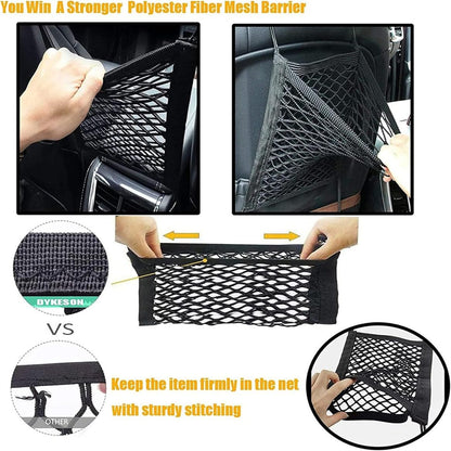 DYKESON Dog Car Barrier Net, Upgraded Pet Kids Divider with Mesh Organizer for Cars SUVs