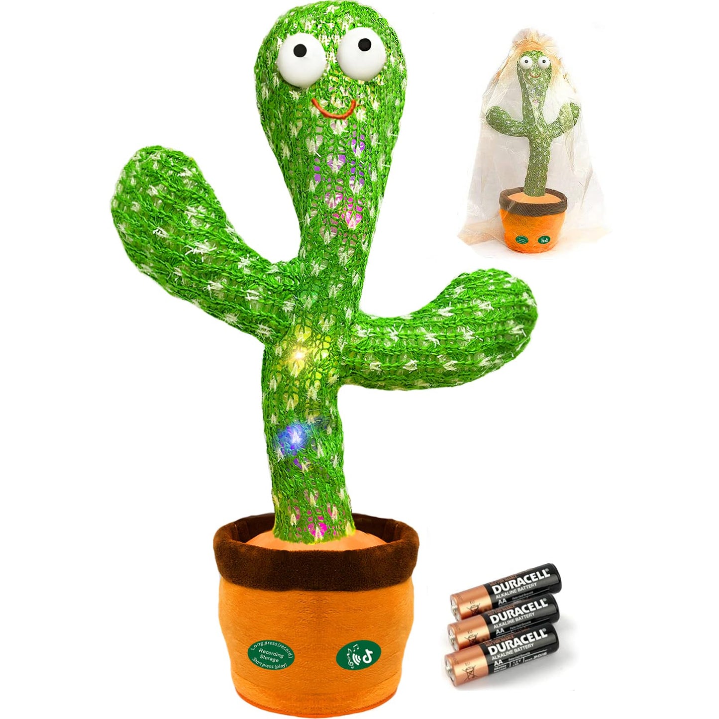 Hunfur Interactive Baby Toys Dancing Talking Cactus Toy,Funny Gift for Infant, Singing Record Repeat What You Say Light Up Toy for Toddler Boy Girl (Volume Adjustment)
