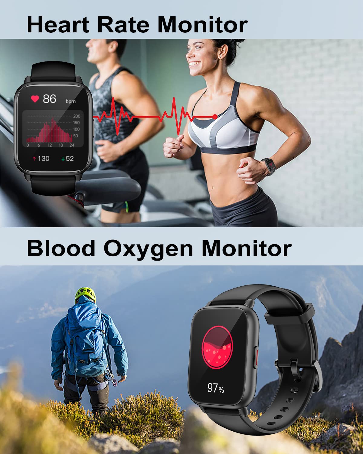 RUIMEN Smart Watches for Women Men (Answer/Make Calls, 2 Bands Included), 1.8" Smartwatch for iOS/Android Phones, Fitness Tracker Heart Rate/Sleep Monitor Digital Watch Waterproof Milky White