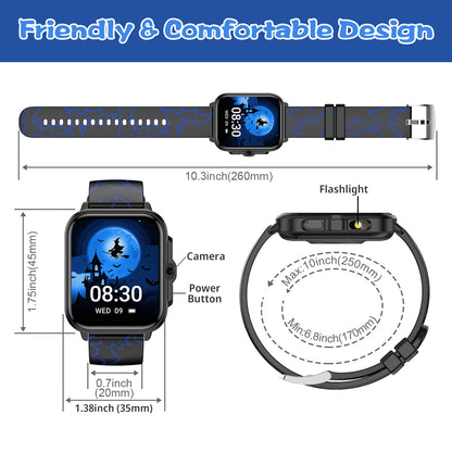 Smart Watch for Kids Boys Age 5-12, Ai Functions Games HD Touch Screen Watches with Video Camera Music Player Pedometer Heart Rate Sleep Tracker Christmas Birthday Gifts for Boys (Camouflage, 1.85")