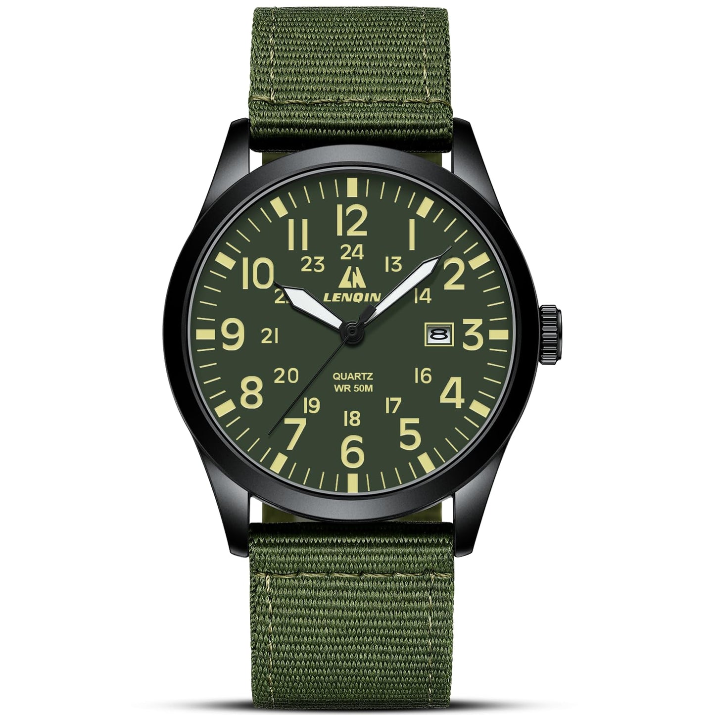 LN LENQIN Mens Watches Unisex Military Sport Nylon Strap Stylish Luminous Fashion Analog Quartz Watch for Men Waterproof Army Tactical Casual Wristwatch