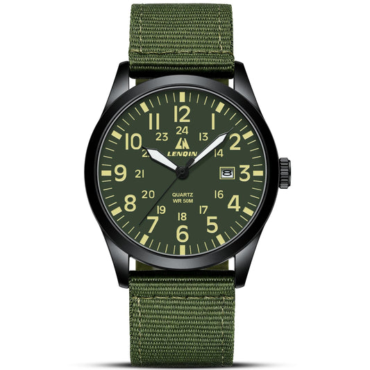 LN LENQIN Mens Watches Unisex Military Sport Nylon Strap Stylish Luminous Fashion Analog Quartz Watch for Men Waterproof Army Tactical Casual Wristwatch