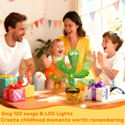 Hunfur Interactive Baby Toys Dancing Talking Cactus Toy,Funny Gift for Infant, Singing Record Repeat What You Say Light Up Toy for Toddler Boy Girl (Volume Adjustment)