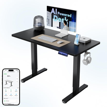 HUANUO 32" Small Electric Standing Desk Adjustable Height, 4 Memory Height Settings, Sit Stand Up Desk for Home Office & Computer Workstation, LightWalnut