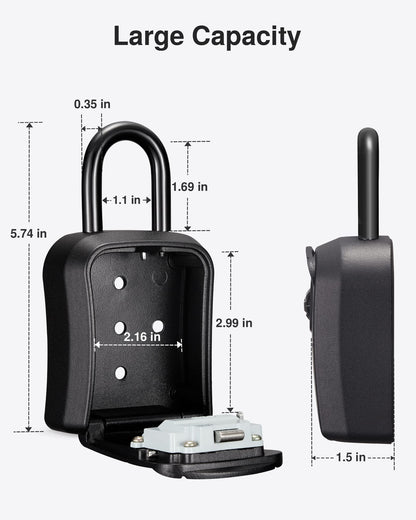 Puroma Key Lock Box, Portable Combination Lockbox Wall-Mounted Key Storage Box for House Keys, Resettable Code Safe Security Lock Box for Home, Office, Apartment Spare Key Storage (1 Pack, Gray)