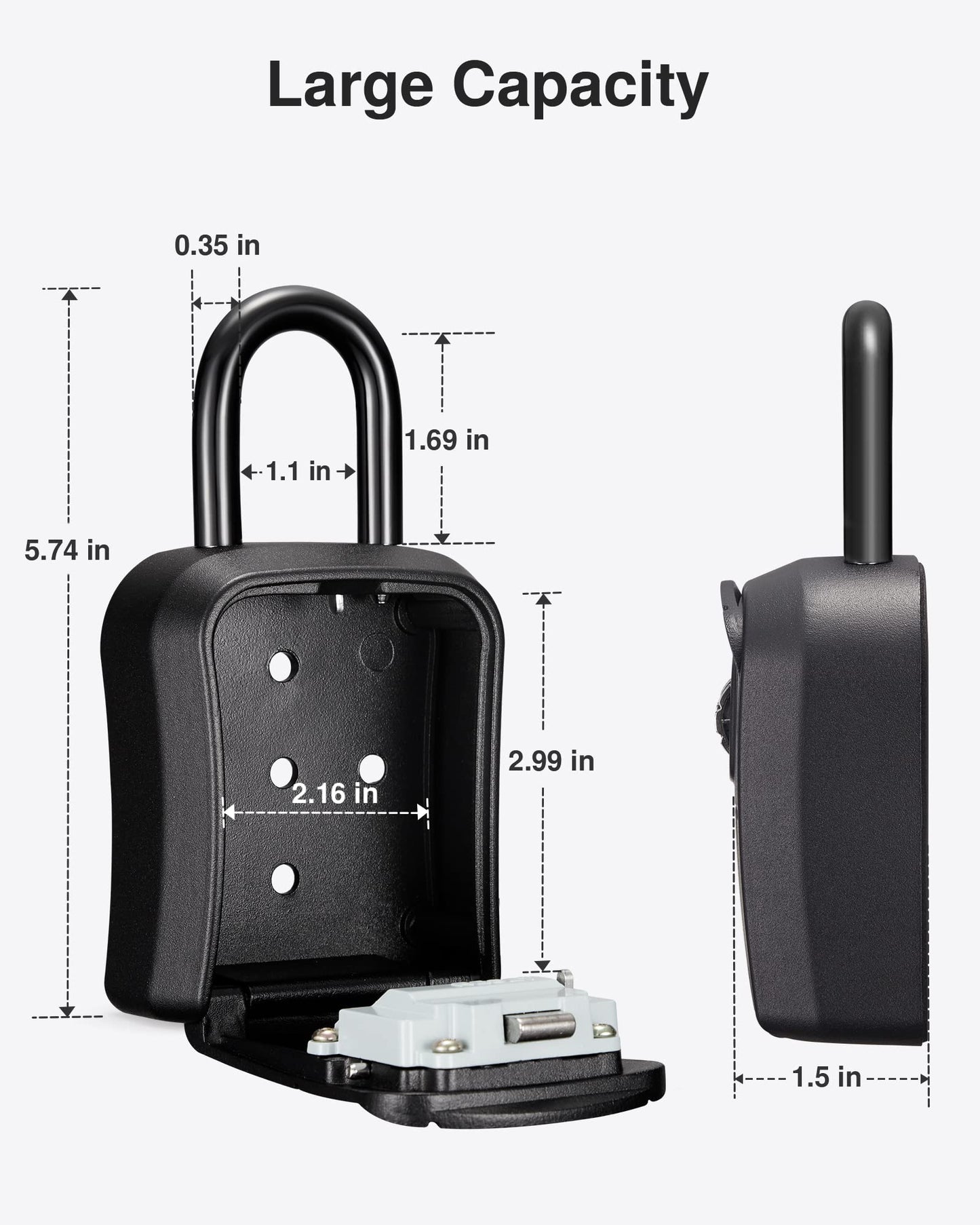 Puroma Key Lock Box, Portable Combination Lockbox Wall-Mounted Key Storage Box for House Keys, Resettable Code Safe Security Lock Box for Home, Office, Apartment Spare Key Storage (1 Pack, Gray)