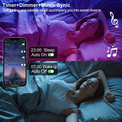 Motion Sensor LED Light Strip 19.68ft Under Bed Lights, RGB 3 Mode Motion Activated Bed Light with Music Sync and Timer, Dimmable Color Changing LED Lights Father Day Gifts