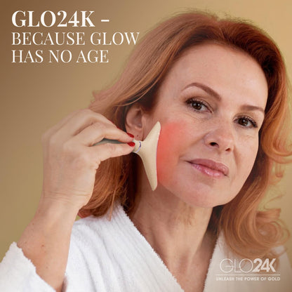 GLO24K LED Facial Massager for Face & Neck – Beauty Wand with LED Light, Vibration & Warm Massage – Cosmetic Skincare Tool