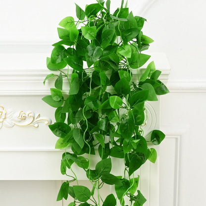 BLEUM CADE Fake Hanging Plants, 2pcs Artificial Pothos Vines Faux Plants Greenery for Wall Home Living Room Office Indoor Outdoor Decor (No Baskets)