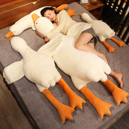 Srutirbo Giant White Goose Plush-35 in Soft Furry Swan Stuffed Animal Pillow,Huge Goose Plush Hugging Pillow Gifts for Every Age (35 in)