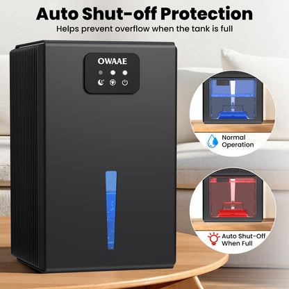 Dehumidifier, 1000 sq.ft Quiet Dehumidifiers for Home Bedroom Basement Bathroom with 95oz Water Tank, Sleep Mode Auto Shut-Off 7 Colors LED Light, Black