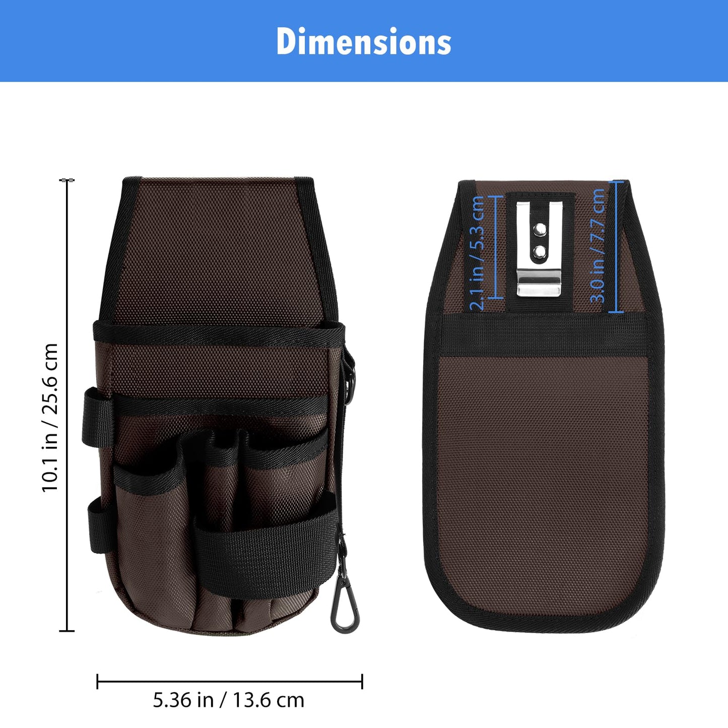 KENOBE 5-Pockets Tool Pouch, Black Tool Pouch Organization, Heavy-Duty Electrician Tool Pouches for Electrician, Carpenter, Construction, Technician, Side Belt Pouch, Small Electrician Holster