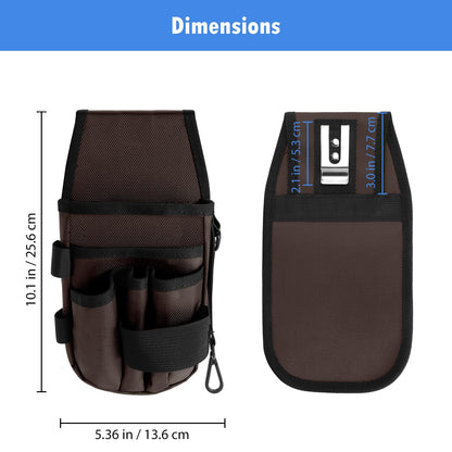 KENOBE 5-Pockets Tool Pouch, Black Tool Pouch Organization, Heavy-Duty Electrician Tool Pouches for Electrician, Carpenter, Construction, Technician, Side Belt Pouch, Small Electrician Holster