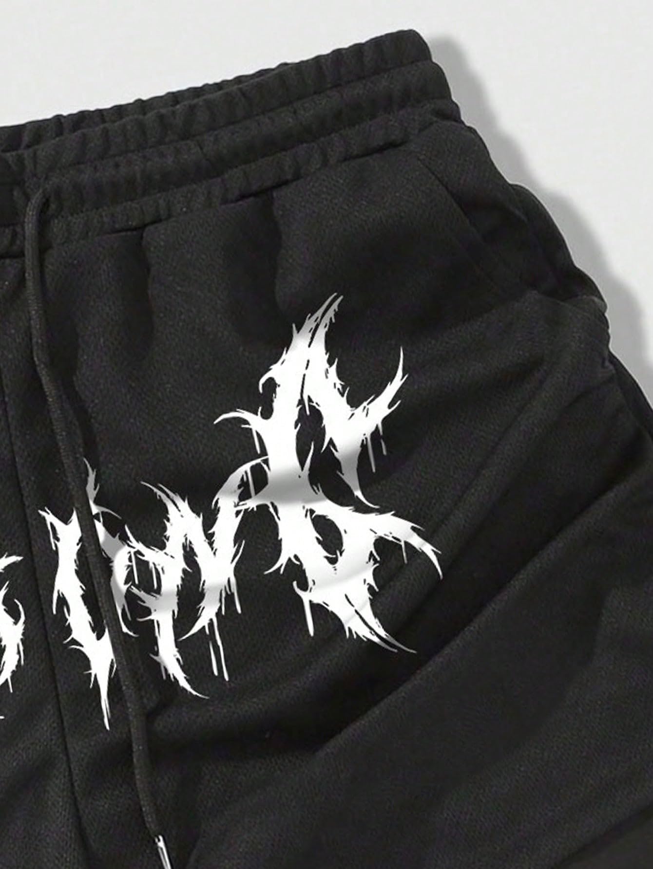 QJQ Men's 2 in 1 Goth Graphic Drawstring Elastic Waist Shorts Summer Casual Workout Athletic Gym Track Shorts