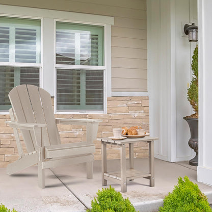 Apolimi Adirondack Outdoor Side Table, 2-Tier Sturdy Patio End Table Weather Resistant, 16.5" Solid Side Table for Patio, Pool, Porch