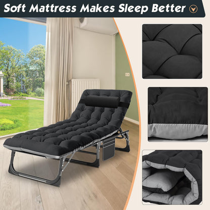 MOPHOTO Folding Lounge Chair 5-Position, Folding Cot, Portable Outdoor Chaise Lounge Chair for Sun Tanning, Perfect for Pool Beach Patio Sunbathing