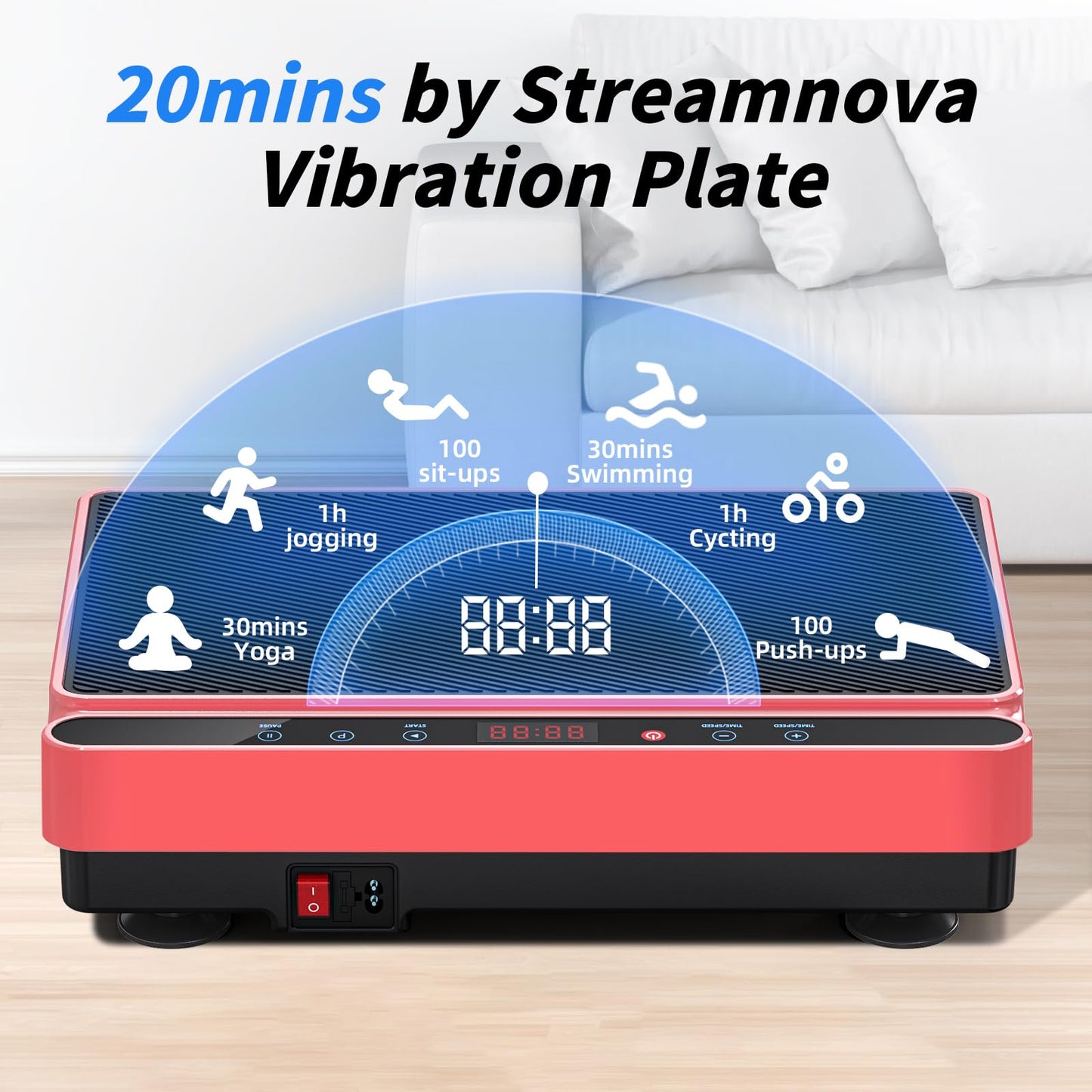 Vibration Plate Exercise Machine for Lymphatic Drainage, Full Body Shake Platform Board for Home Fitness, Fat Burning, 5 Program Modes and 99 Speed Levels