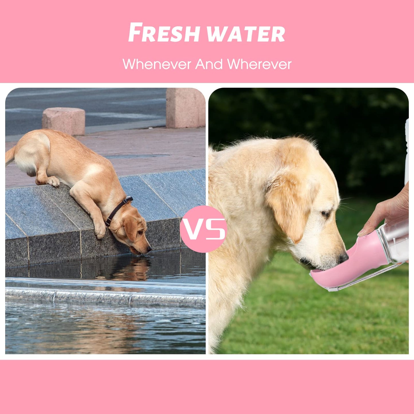 Kalimdor Dog Water Bottle, Leak Proof Portable Puppy Water Dispenser with Drinking Feeder for Pets Outdoor Walking, Hiking, Travel, Food Grade Plastic (19oz Blue)