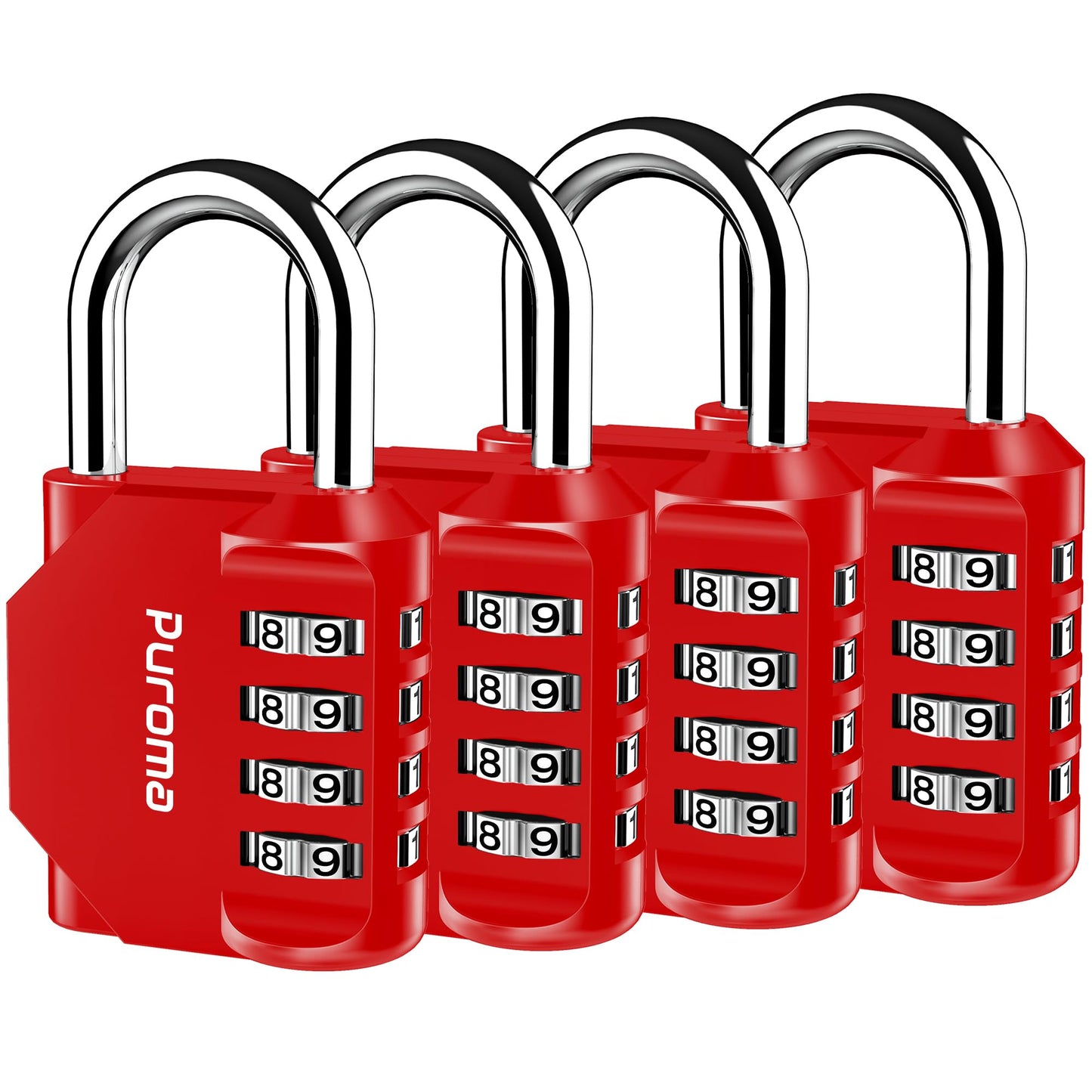 Puroma 2 Pack Combination Lock 4 Digit Padlock for School Gym Locker, Sports Locker, Fence, Toolbox, Case, Hasp Storage (Black & Code Window)