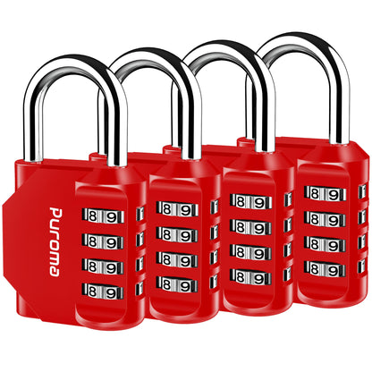 Puroma 2 Pack Combination Lock 4 Digit Padlock for School Gym Locker, Sports Locker, Fence, Toolbox, Case, Hasp Storage (Black & Code Window)