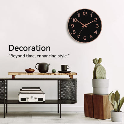 Roymnie Wall Clock Green, Silent Wall Clocks Battery Operated 8 Inch-Modern Non Ticking Analog Clock Decorative for Kitchen Office Bathroom Bedroom(Gold)