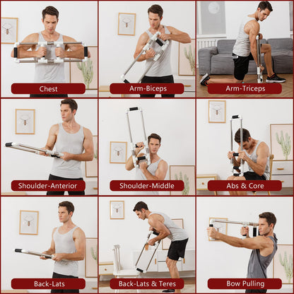 GoFitness Push Down Bar, Chest Exerciser at Home Workout Equipment | Upper Body Strength Trainer for Chest, Arm, Shoulder, Back and Abs, Home Fitness Equipment
