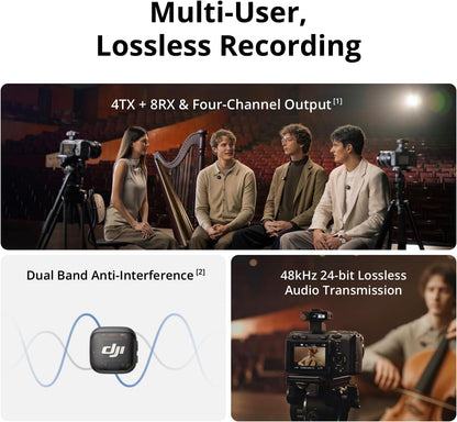 DJI Mic (2 TX + 1 RX + Charging Case), Wireless Lavalier Microphone, 250m (820 ft.) Range, 15-Hour Battery, Noise Cancellation Wireless Microphone for PC, iPhone, Record Interview, YouTube, Black | Dual Transmitters Plus 1 Receiver, Up to 250 M Line-of-Si