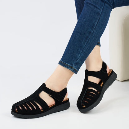 Womens Summer Flat Sandals: Comfortable Closed Toe Dressy Flats Sandals Ankle Strap Casual Outdoor Fisherman Walking Sandal