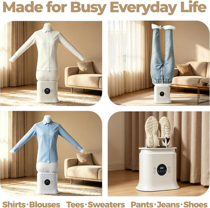 Automatic Ironing Machine, Hands-Free Hot Air Wrinkle Remover and Portable Garment Dryer for Shirts Pants, Inflatable Air Iron with Timer, Compact Clothes Care Machine for Home Apartment