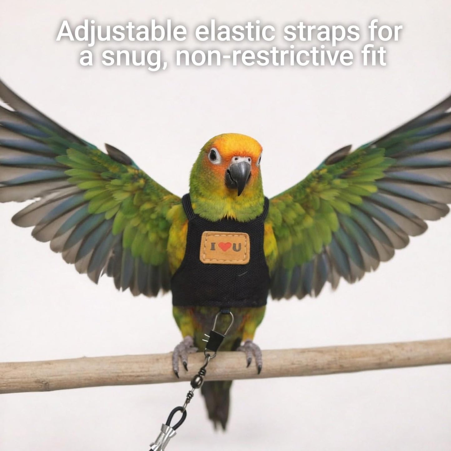 Bird Flight Harness Vest, Adjustable Training Design Anti-Bite, Suit with Leash for Parakeets Cockatiels Conures Budgies, Bird Flying Clothes with Rope and Handle (Cowboy L)