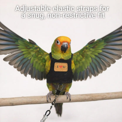 Bird Flight Harness Vest, Adjustable Training Design Anti-Bite, Suit with Leash for Parakeets Cockatiels Conures Budgies, Bird Flying Clothes with Rope and Handle (Cowboy L)