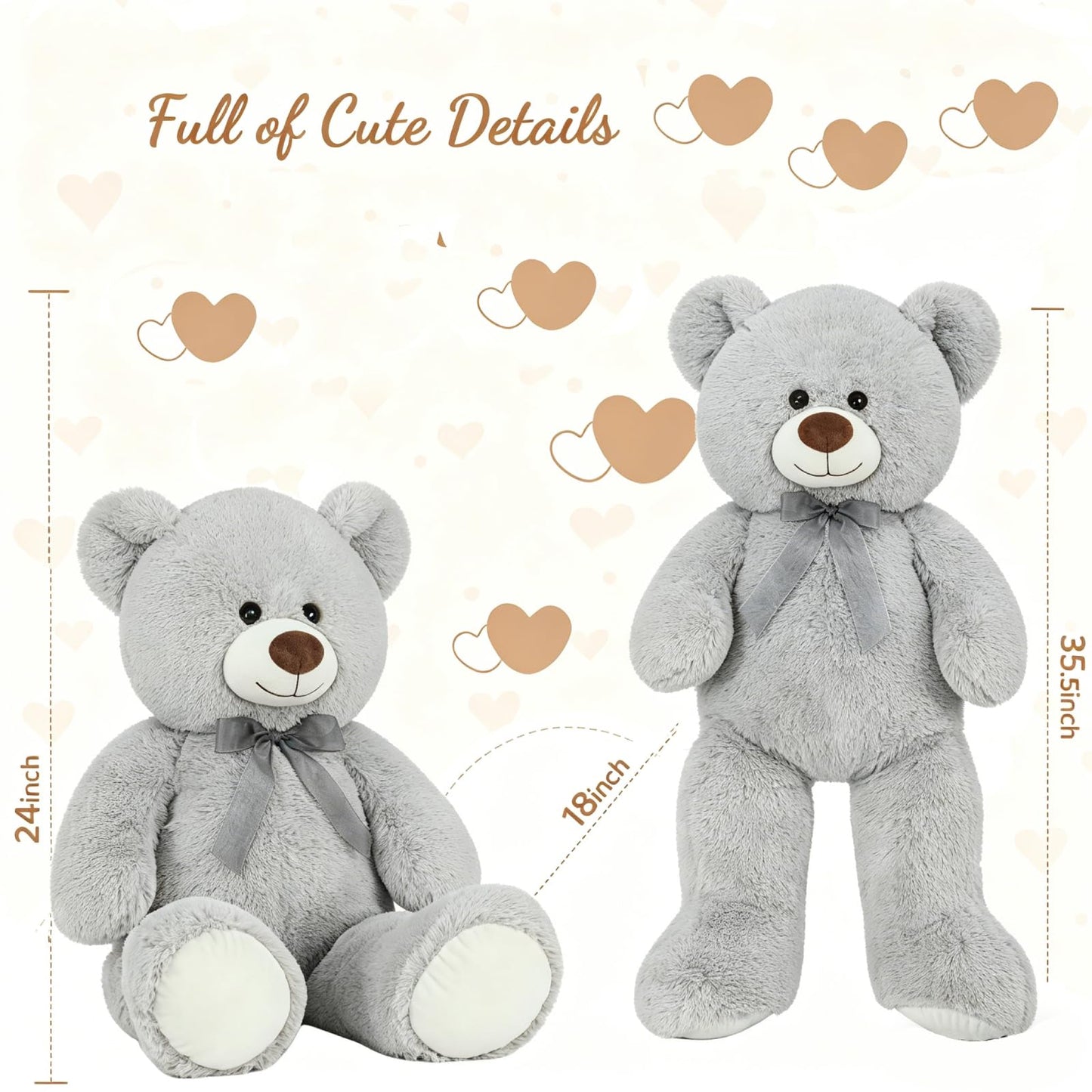 Toys Studio 47 Inch Big Teddy Bear Giant Stuffed Animal for Girls, 4 Feet Large Teddy Bear Baby Shower Party Decorations Kids Women Girlfriend Christmas Valentines Gifts, Light Brown